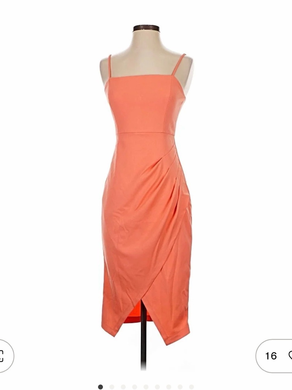 Laundry By Shelli Segal Coral Midi Sheath Dress with Spaghetti Straps